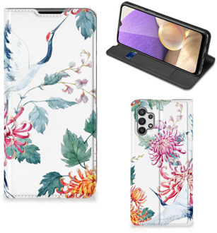 B2Ctelecom Wallet Bookcase Samsung Galaxy A32 5G Telefoonhoesje Bird Flowers