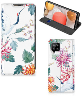 B2Ctelecom Wallet Bookcase Samsung Galaxy A42 Telefoonhoesje Bird Flowers