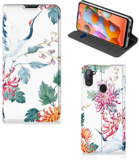 B2Ctelecom Wallet Bookcase Samsung Galaxy M11 | A11 Telefoonhoesje Bird Flowers