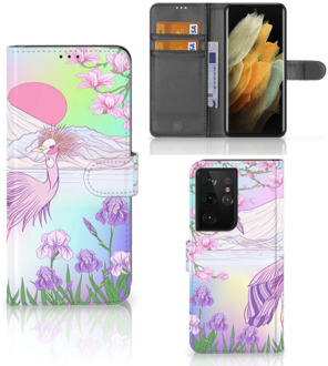 B2Ctelecom Wallet Bookcase Samsung Galaxy S21 Ultra Telefoonhoesje Vogel