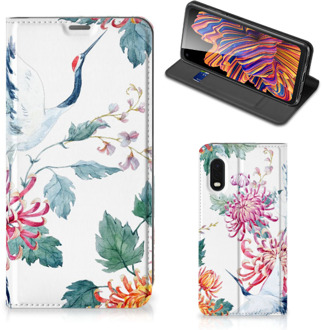 B2Ctelecom Wallet Bookcase Samsung Xcover Pro Telefoonhoesje Bird Flowers