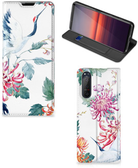 B2Ctelecom Wallet Bookcase Sony Xperia 5 II Telefoonhoesje Bird Flowers