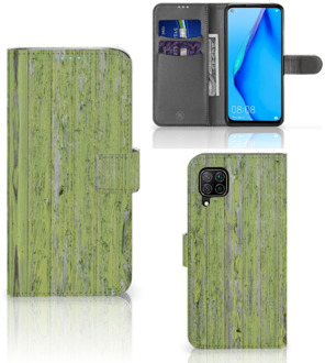 B2Ctelecom Wallet Case Huawei P40 Lite Telefoon Hoesje Green Wood