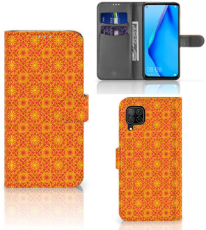 B2Ctelecom Wallet Case Huawei P40 Lite Telefoonhoesje Batik Orange