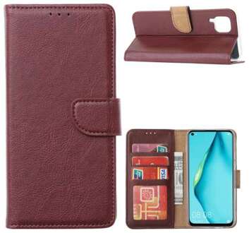 B2Ctelecom Wallet Case Huawei P40 Lite Wijnrood met Pasjeshouder