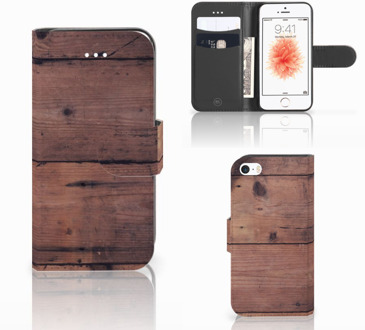 B2Ctelecom Wallet Case iPhone 5 | 5S | SE  Old Wood