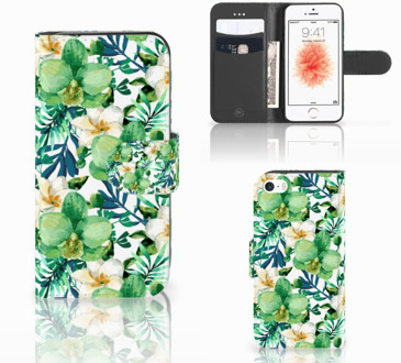 B2Ctelecom Wallet Case iPhone 5 | 5S | SE  Orchidee Groen