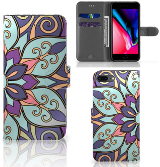 B2Ctelecom Wallet Case iPhone 8 Plus | 7 Plus Purple Flower