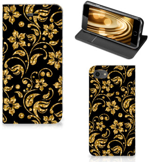 B2Ctelecom Wallet Case iPhone SE (2020) | 7/8 Hoesje Gouden Bloemen