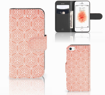 B2Ctelecom Wallet Case iPhone SE  Pattern Orange