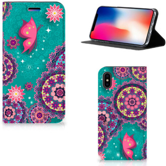 B2Ctelecom Wallet Case iPhone X | Xs Cirkels en Vlinders