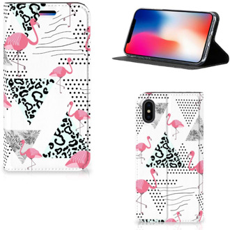 B2Ctelecom Wallet Case iPhone X | Xs Flamingo Triangle