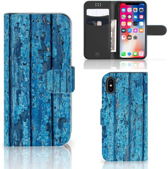 B2Ctelecom Wallet Case iPhone X | Xs Wood Blue