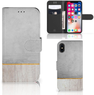 B2Ctelecom Wallet Case iPhone X | Xs Wood Concrete