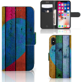 B2Ctelecom Wallet Case iPhone X | Xs Wood Heart