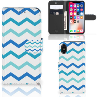 B2Ctelecom Wallet Case iPhone X | Xs Zigzag Blauw