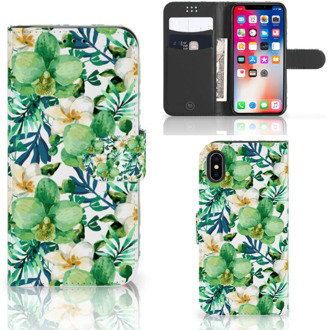 B2Ctelecom Wallet Case iPhone Xs | X Orchidee Groen