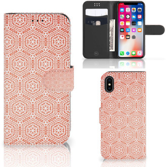 B2Ctelecom Wallet Case iPhone Xs | X Pattern Orange