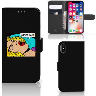 B2Ctelecom Wallet Case iPhone Xs | X Popart Oh Yes