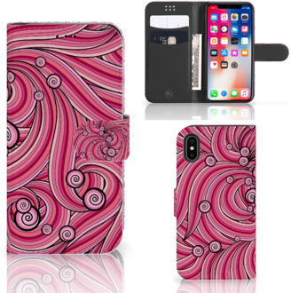 B2Ctelecom Wallet Case iPhone Xs | X Swirl Pink