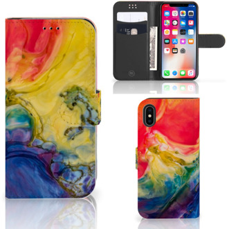 B2Ctelecom Wallet Case iPhone Xs | X Watercolor Dark