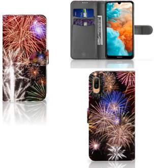 B2Ctelecom Wallet Case met Pasjes Huawei Y6 (2019) Vuurwerk