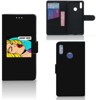 B2Ctelecom Wallet Case met Pasjes Huawei Y7 (2019) Popart Oh Yes