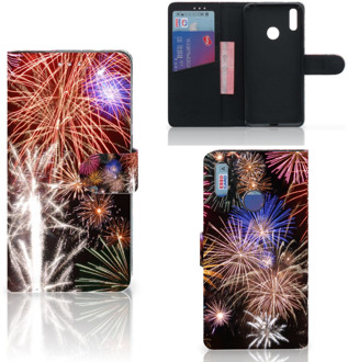 B2Ctelecom Wallet Case met Pasjes Huawei Y7 (2019) Vuurwerk