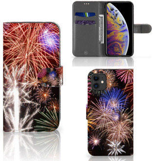 B2Ctelecom Wallet Case met Pasjes iPhone 11 Vuurwerk