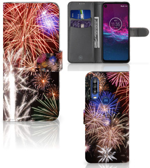 B2Ctelecom Wallet Case met Pasjes Motorola One Action Vuurwerk