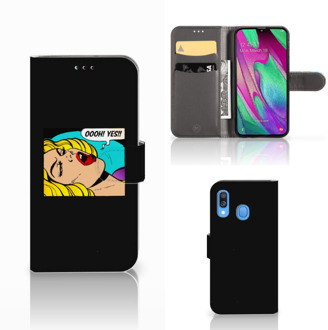 B2Ctelecom Wallet Case met Pasjes Samsung Galaxy A40 Popart Oh Yes