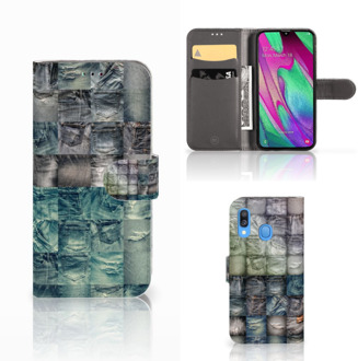 B2Ctelecom Wallet Case met Pasjes Samsung Galaxy A40 Spijkerbroeken