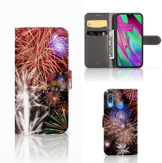 B2Ctelecom Wallet Case met Pasjes Samsung Galaxy A40 Vuurwerk