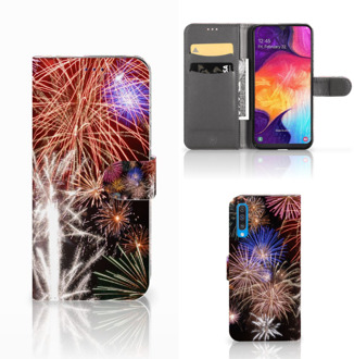 B2Ctelecom Wallet Case met Pasjes Samsung Galaxy A50 Vuurwerk