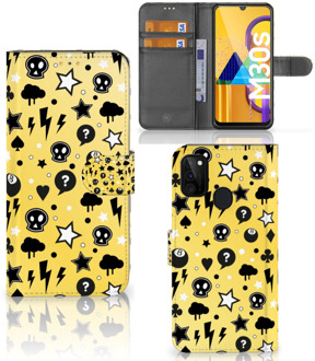 B2Ctelecom Wallet Case met Pasjeshouder Samsung Galaxy M21 Hoesje Punk Yellow