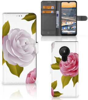 B2Ctelecom Wallet Case Nokia 5.3 Telefoon Hoesje Cadeau voor haar Roses