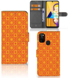 B2Ctelecom Wallet Case Samsung Galaxy M21 Telefoonhoesje Batik Orange