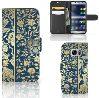 B2Ctelecom Wallet Case Samsung Galaxy S7 Golden Flowers