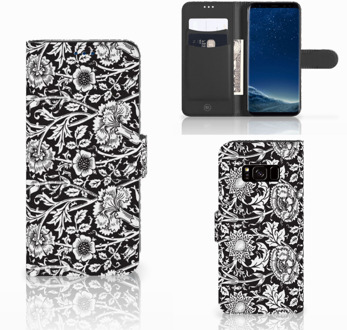 B2Ctelecom Wallet Case Samsung Galaxy S8 Black Flowers