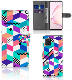 B2Ctelecom Wallet Case Samsung Note 10 Lite GSM Hoesje Gepersonaliseerd Cadeau Blocks Colorful