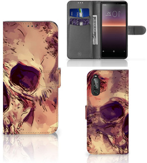 B2Ctelecom Wallet Case Sony Xperia 10 II Smartphone Hoesje Skullhead