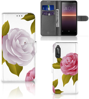 B2Ctelecom Wallet Case Sony Xperia 10 II Telefoon Hoesje Cadeau voor haar Roses