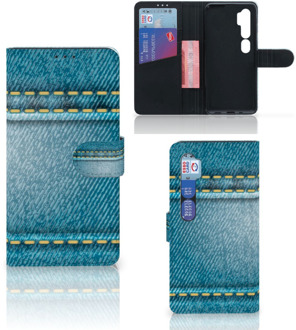 B2Ctelecom Wallet Case Xiaomi Mi Note 10 Pro Telefoon Hoesje Jeans