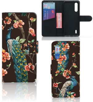 B2Ctelecom Xiaomi Mi 9 Lite Telefoonhoesje met Pasjes Pauw met Bloemen