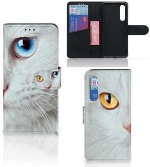 B2Ctelecom Xiaomi Mi 9 SE Telefoonhoesje met Pasjes Witte Kat