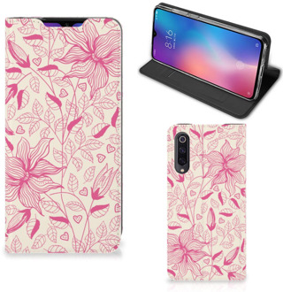 B2Ctelecom Xiaomi Mi 9 Smart Cover Pink Flowers