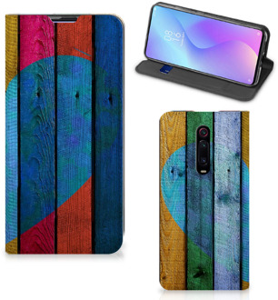 B2Ctelecom Xiaomi Mi 9T Pro Book Wallet Case Wood Heart