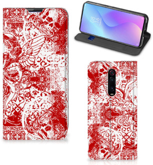 B2Ctelecom Xiaomi Mi 9T Pro Mobiel BookCase Angel Skull Red