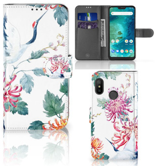 B2Ctelecom Xiaomi Mi A2 Lite Book Case Hoesje Bird Flowers