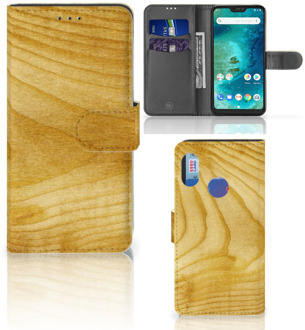 B2Ctelecom Xiaomi Mi A2 Lite Book Case Hoesje Licht Hout